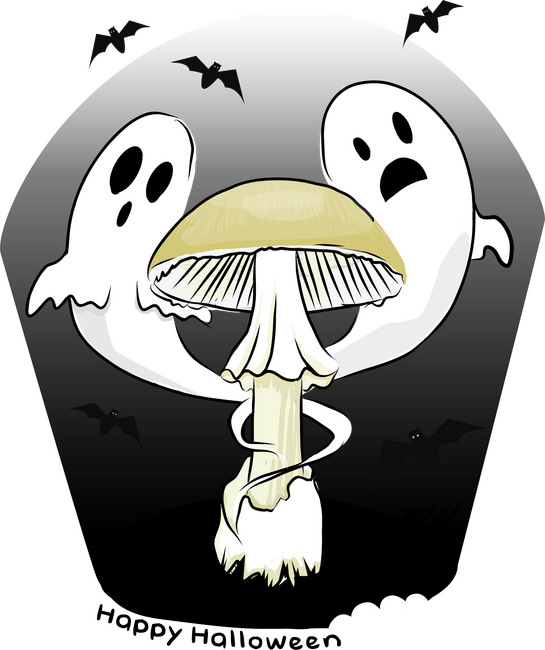 Gyilkos galóca szellemekkel Halloween-ra